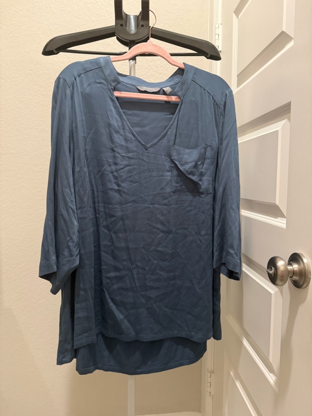 Lisa Rinna Collection Navy V-Neck Tunic Top